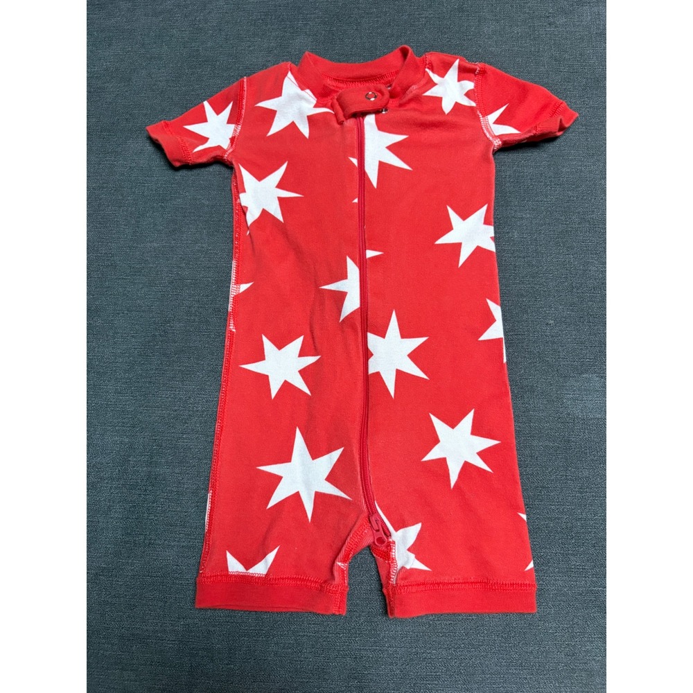 Hanna Andersson Organic Cotton Zip Romper Red White Stars Baby 6-12 Months